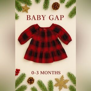 Adorable baby GAP Kids Red and Black Buffalo Plaid dress size 0-3 months